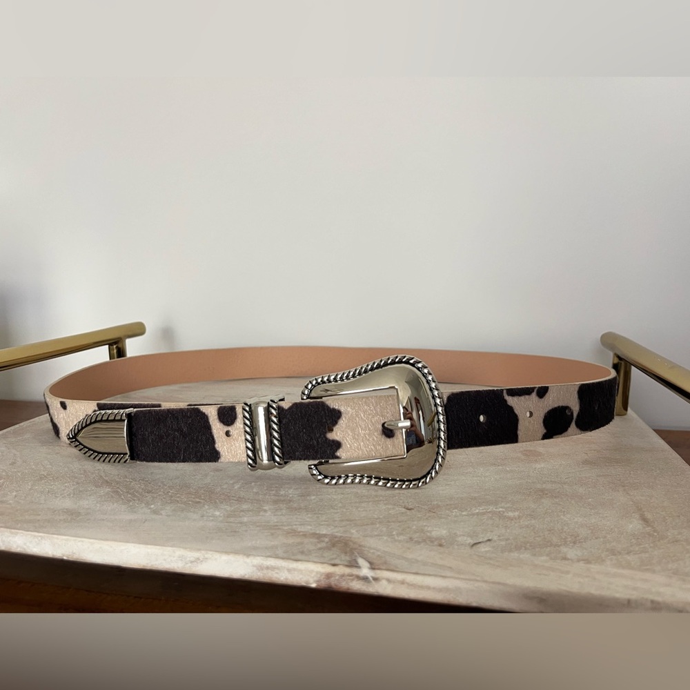 Animal Print Belt With Silver Buckle